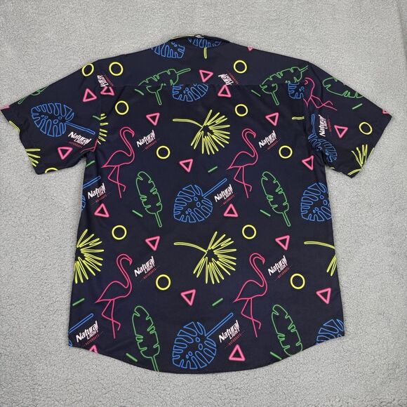 Tropical Bros Natural Light Shirt Mens XL Naturday Retro Flamingo Beer Hawaiian - Picture 2 of 10